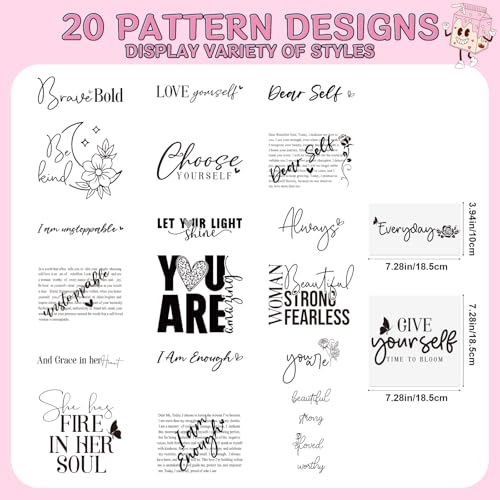 Dtf Transfers Ready to Press - 20Pcs Motivational Sleeve Designs Iron on Transfer, Positive Affirmation Iron on Decals Patches for T Shirts, Encouraging Heat Transfer for DIY Hoodies Clothes - color: Motivational 344