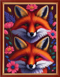 Dimensean Stamped Cross Stitch Kits Full Range of Embroidery Patterns Starter Kits for Beginners Adult DIY Cross Stitches Needlepoint Kits 11CT-Fox Flower 15.7x19.7 inch - color: Pattern Style 45