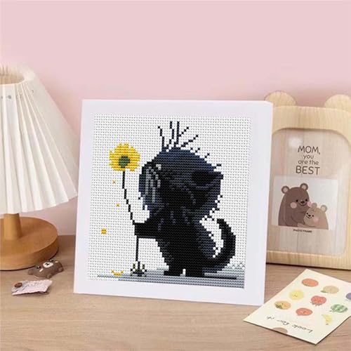 niurenmaoyi Cat 11CT Cross Stitch Kits for Beginner with Framed,7x7in - color: Cross Stitch Kits0518-08