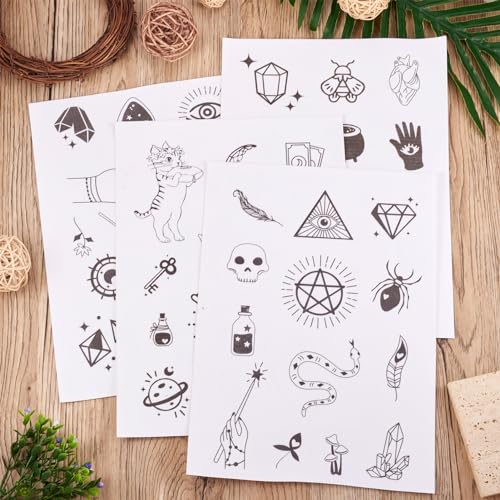 Magibeads 52 Patterns Witchy Water-Soluble Embroidery Moon Spider Cow Dreamcatcher Stick and Stitch Embroidery Paper Starter Kit for Hand Sewing Beginners Adult - color: Withcy