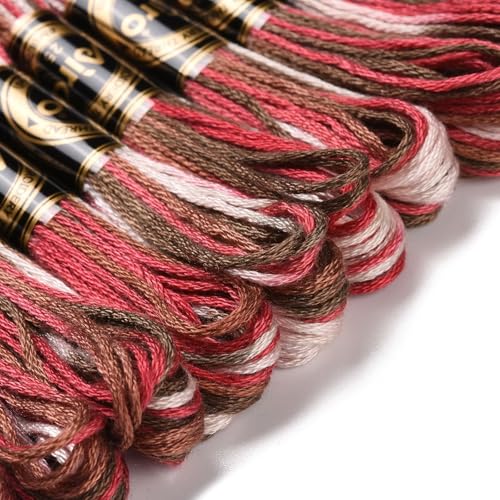 10 Skeins Brown 0.5mm 6-Ply Polyester Embroidery Floss Cross Stitch Threads Segment Dyed Gradient for DIY Craft Hand Sewing Knitting DIY Crafts Jewelry Making 8.75 Yards(8m)/Skein - color: Brown
