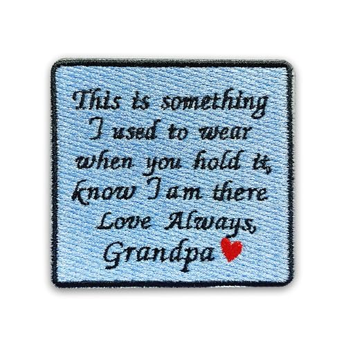 Loving Memorial Family Patch 3 Inches Memory Heart Family Memories Gifts Remembrance Iron On/Sew On Embroidery Fabric Applique Patches for Trucker Hats Clothes DIY Accessories (Style 1, Grandpa) - color: Style 1, size: Grandpa