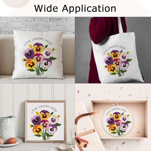 Nuberlic Embroidery Kit for Beginners, Pansy Needlepoint Kit - color: Pansy