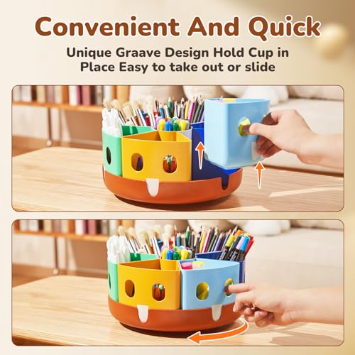 GAMENOTE Rotating Art Supply Organizer, Lazy Susan Caddy, Large - size: Large, 11"d x 5"h