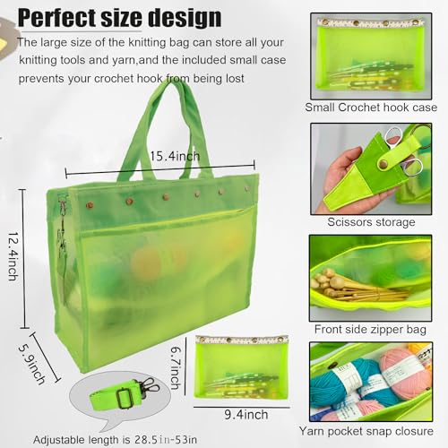 Knitting Bag Large Yarn Storage Organizer,Crochet Bags and Totes(Green) - color: Green