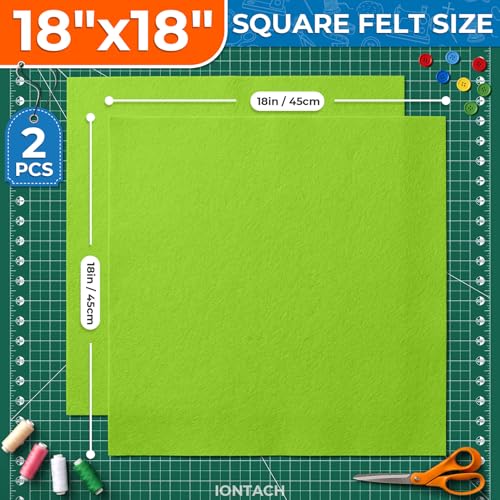 IONTACH 18" X 18" Soft Felt Sheets 1.6mm Thick (2 Packs, Apple Green) - color: Apple Green