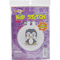 Janlynn 99277/Kid Stitch Mini Counted Cross Stitch Kit 3" Round, Penguin (11 Count)