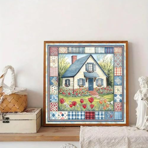 niurenmaoyi Garden Scene Stamped Cross Stitch Kits for Beginner,14X14In - color: Cross Stitch Kits00617-01