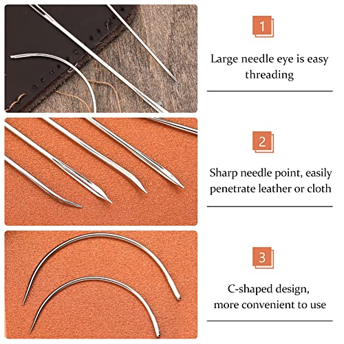 Veroave Upholstery Needle, 16 PCS Curved Needle, Leather Needles - size: 16PCS