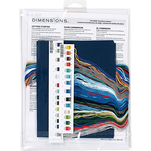 Dimensions 70-08987 Snowman Lantern Counted Cross Stitch Kit, 14 Count Navy Aida, 9" x 12"