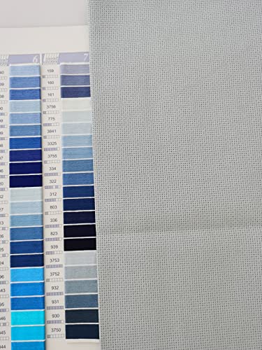 KCS 3 pc of 12" x 18"(30cmx45cm) 16CT Counted Cross Stitch Cotton Aida Cloth Fabric (Light Blue+Sea Foam+Khaki) - color: Light Blue+sea Foam+khaki
