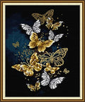 Rosyfoxes Cross Stitch Kits Stamped Full Range of Embroidery Starter Kits for Beginners DIY 14CT 2 Strands -Printed kit Golden Butterfly (Printed) 15.8×18.5inches - color: Golden butterfly (printed) 15.8×18.5inches