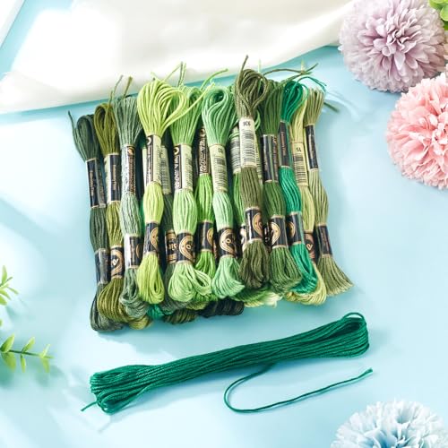 FASHEWELRY 210 Yards Embroidery Thread Bulk Green Handmade 6-Ply Polyester Embroidery Floss 1mm Crewel Cross Stitch Threads for Jewelry Making Sewing Holiday Decorations Crafts DIY Projects - color: Green, size: 1mm