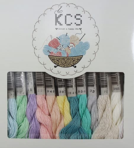 KCS 328 Yards(300 Meters) Mercerized Pearl Cotton Crochet Needlepoint Thread,Size 5, 12 skeins,Mixed Color 18 - color: 12color18, size: 12 skeins