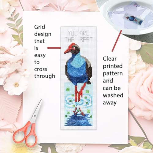 ORIGACH 6 Set Inspirational Water Bird Cross Stitch Bookmark Kit - style: Pukeko & Inspirational Quote