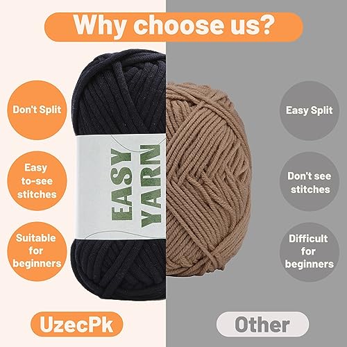 UzecPk 4 * 50g/1.76oz Crochet Yarn, 4 * 87yds Beginner Crochet Yarn - color: Beige+Brown+White+Black