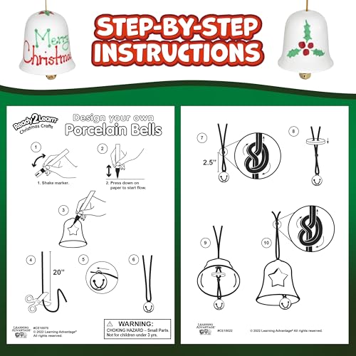 READY 2 LEARN Christmas Crafts, Design Your Own Porcelain Bells