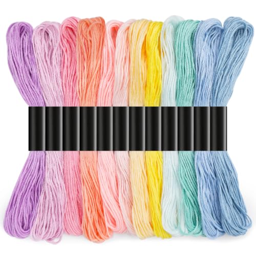 Embroidery Floss, 12 Colors Cotton Friendship Bracelet String - color: Pastel Series