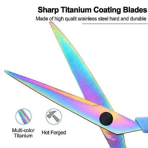 Scissors All Purpose, Sharp Titanium Blades Shears, Rubber Comfort Grip Handle, Multipurpose scissors 3 pack, Great for Office, Fabric, Craft, Sewing, Arts, School and Home Supplies, Black&Blue - color: Blue&black