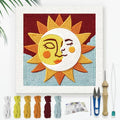 Doodlream Sun and Moon Needle Kit for Beginner, 9.4"x 9.4" Cartoon Face Punch Stitching Craft Set, Color DIY Embroidery Starter with Printed Frame, Instruction, Threader, Yarn, Pinch Needle - color: Sun and Moon