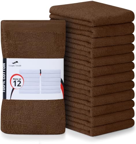 Utopia Towels Kitchen Bar Mops, Pack of 12, 16x19 in, 100% Cotton, Brown - color: Brown, size: 12 Pack