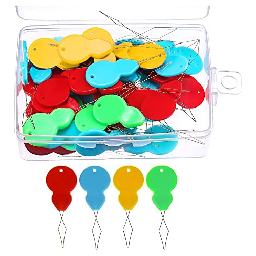 30 Pieces Gourd Shaped Plastic Needle Threaders, Plastic Wire Loop DIY Needle Threader Hand Machine Sewing Tool for Sewing Crafting with Clear Box, 4 Colors Random - size: size 2