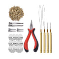 500 Pcs Silicone Micro Rings Hair Extensions Tools Kit: Three-hole Hair Pliers, Pulling Hook Needle, Loop Threader and Silicone Micro Links Rings Beads (Dark blonde) - color: Dark blonde, size: 500 Count