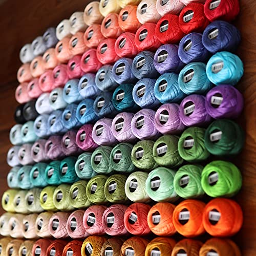 Rhapsody Pearl Cotton Thread Size 8 Crochet Thread Perle 12 Balls Set Hand Knitting, Embroidery, Sashiko, Cross-Stitch, Sewing, Needlepoint, DIY, Quilting (DK Royal Blue, Col. 421) - color: DK Royal Blue, Col. 421