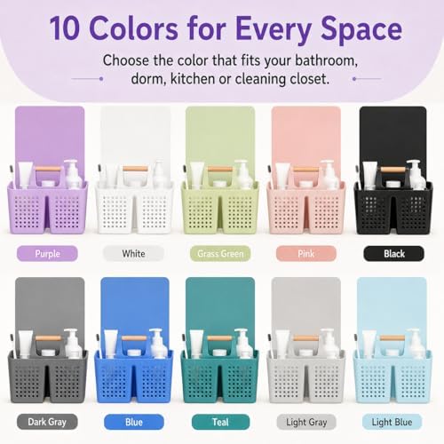 Portable Shower Caddy Basket with 3 Compartments and Handle, Purple - color: Purple