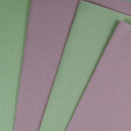 KCS 4/6 pc of 12" x 18" 30cmx45cm 16CT Counted Cotton Aida Cloth Cross Stitch Fabric (Pink+Light Green, 4 pc) - color: Pink+light Green, size: 4 pc