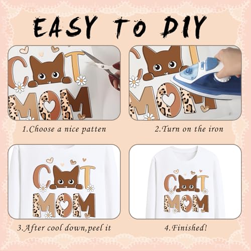Dazoratix Mother's Day Transfer Stickers - 20 Sheets Mama Iron on Transfers Ready to Press Heat Patches Vinyl DTF Decals for T Shirts Clothes DIY Crafts Women Clothing Bag Appliques Pillow Decorations - style: Mama-Leopard