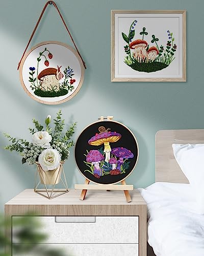 Embroidery Kit for Adult, 5 Sets Mushroom Embroidery Kit for Beginners - color: Mushroom