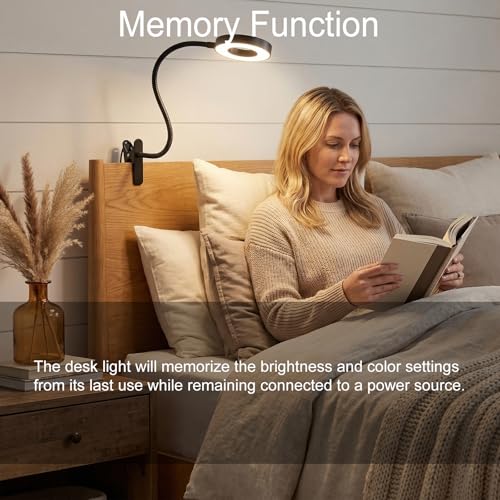 Reading lamp with Clamp, 3 Color Modes & 10 Brightness (Black)