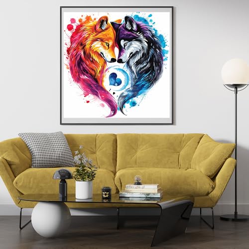 Moohue Stamped Cross Stitch Kits for Adults Animals Love Wolves 14CT Pre Printed Cross Stitch Kits for Beginners (Animals Love Wolves) - color: Animals Love wolves