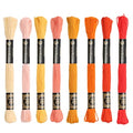 8 Skeins Cotton Embroidery Floss, 8.75yds for Hand Embroidery（Orange Mix） - color: Orange Mix