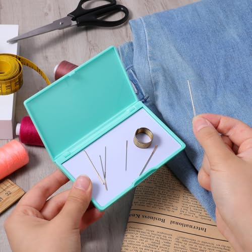 Piriuuo Magnetic Needle Case, Sewing Needle Holder Rectangle Magnetic Needles Holder Portable Sewing Needles Box Sewings Supplies for Pin Holders Organizer (Light Green) - color: Light green