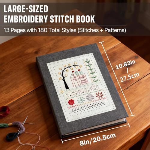 Embroidery Stitch Book Kit, 180 Stitch Patterns, 31-Piece Set for Beginners