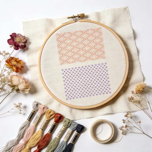 TWINKLEMON 15 Sheets Water Soluble Sashiko Embroidery Pattern Stabilizers - color: White & Black - Style 2