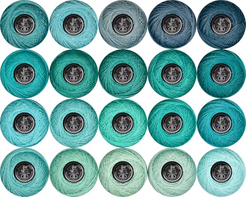 Soft 20 Colors Classic Crochet Thread 20 Pack,100% Cotton (Grey Green-926-563) - color: Grey Green Series