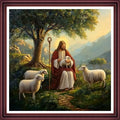 Funchey Counted Cross Stitch Kits for Adults Needlepoint Kits Unprinted Cross Stitching Embroidery Kit 11CT Cross Stitch Supplies-Jesus Shepherd in the Morning 18x18 inch - color: ArtsKits06