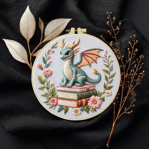 JOZYSH Black Dragon Handmade DIY Embroidery kit,Suitable for Adult Beginners,Includes Embroidery Cloth, Instructions, Embroidery Frame and Needle and Thread, Suitable for Holiday Gifts (Dragon1) - style: Dragon1