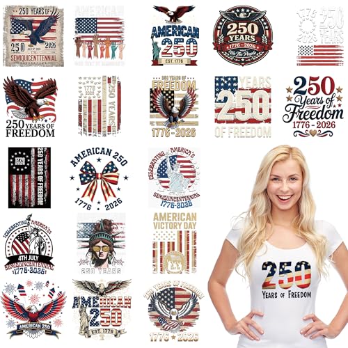 American 250th DTF Transfers Ready to Press, Iron on Decals for T-Shirts - color: USA 250th 195