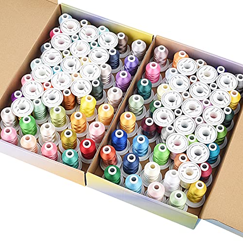 Simthread Embroidery Thread 800 Yards Snap Spools 108 Madeira Colors, Compatible with Brother Babylock Janome Singer Husqvarna Embroidery and Sewing Machine - color: Simthread 108 Colors