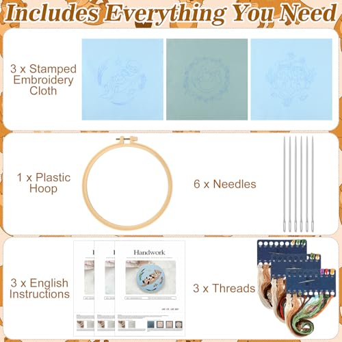 Mindsoft 3 Set Needlepoint Kit for Beginners with Hoop,Otter - style: Otter