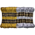 24 Skeins Metallic Embroidery Thread -Cross Stitch Threads - Friendship Bracelets String - Crafts Floss Gold and Sliver - color: Gold and sliver, size: 24 skiens