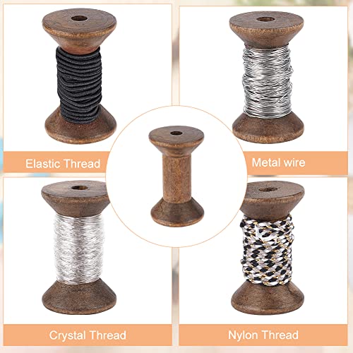 BENECREAT 16Pcs Antique Empty Thread Spools, 1.87"/ 50mm Wooden Empty Spools Wooden Ribbon Spools Bobbins for Wire Weaving Arts DIY Wood Projects - color: Wooden