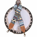 Nefelibata Banjo Strap,2"Wide Double Crazy Horse Leather Jacquard Embroidery Strap Adjustable Replacement,Multi-pattern Strap With Metal Clips - color: A#-Ethnic Green-01
