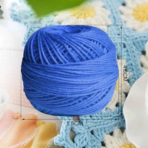 Soft 10 Pearl Cotton Crochet Thread in Balls,Size 3 Rainbow Classic Colors Crochet Thread for Crochet Hardanger Cross Stitch Needlepoint Hand Embroidery (Blue) - color: Blue