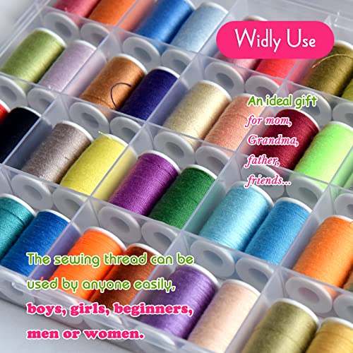 56 rainbowColor Set of Handy Polyester Sewing Threads with needls and Threader - color: 56 colors