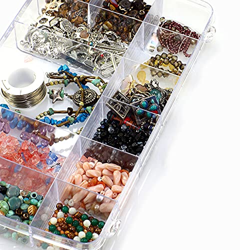 Exptolii 18 Grids Plastic Organizer Box with Dividers, Clear Compartment Container Storage for Washi Tapes Beads Crafts Jewelry Fishing Tackles, Size10.8 x 7.7 x 1.7 in - size: 1x Large 18 Grids